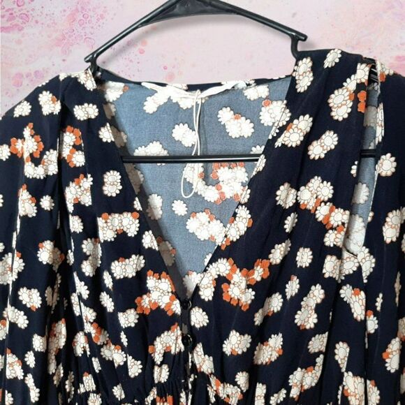 Zara Trafaluc Floral Button Down Peasant Sleeve Blouse sz S - Picture 3 of 7